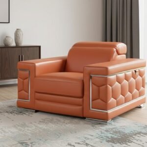 47-brown-and-silver-genuine-leather-arm-chair