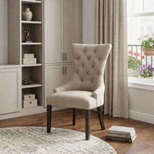 set-of-two-28-beige-and-dark-brown-linen-tufted-parsons-chair